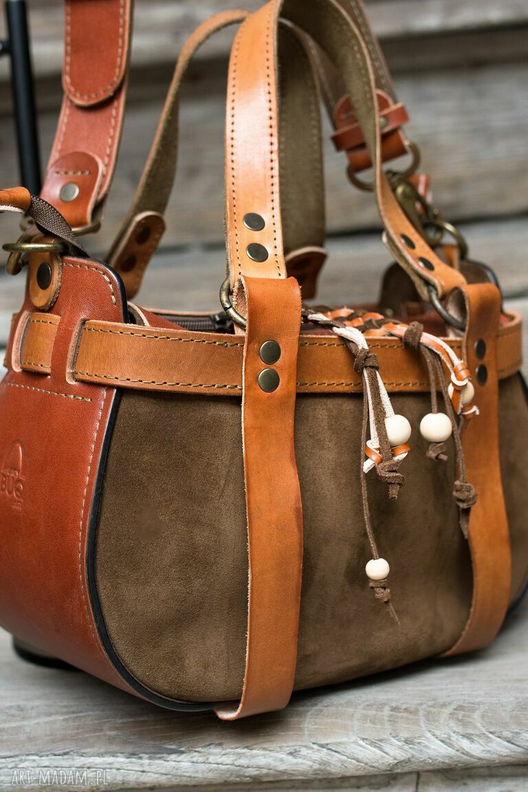 Missy - mała torebka skórzana Boho khaki na ramię