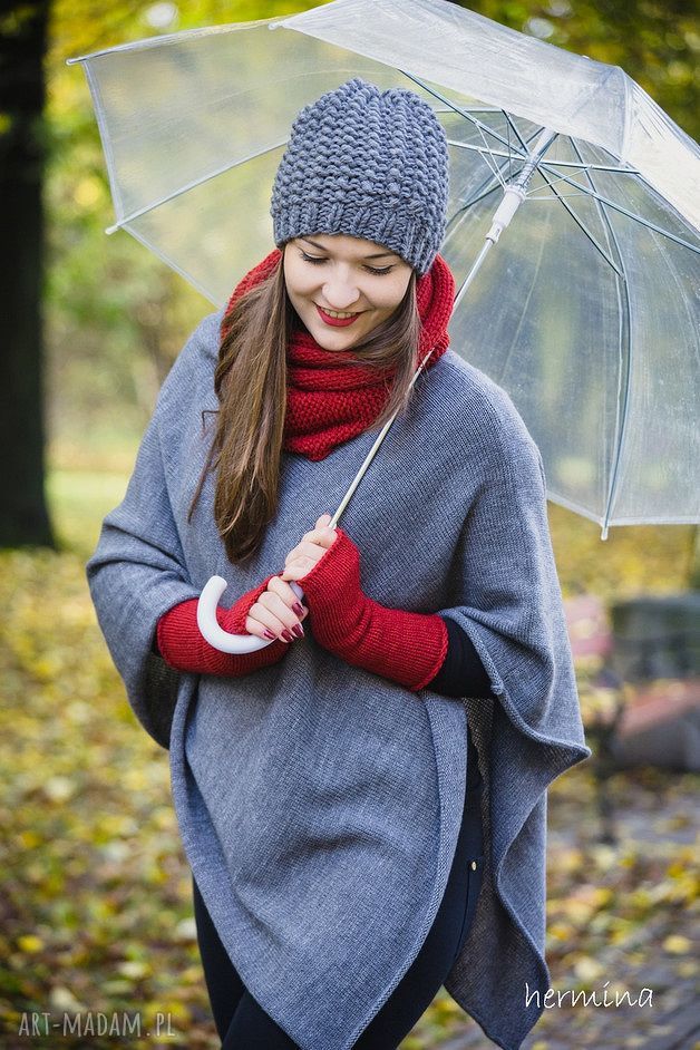 Granatowe mitenki handmade - ciepłe i miękkie damskie