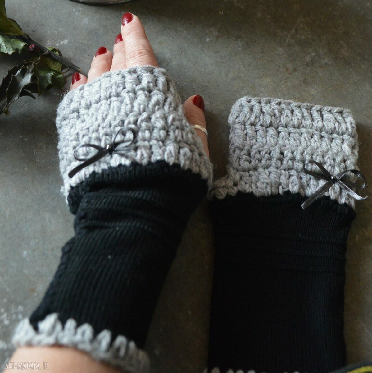 rękawiczki: mitenki Hand Made