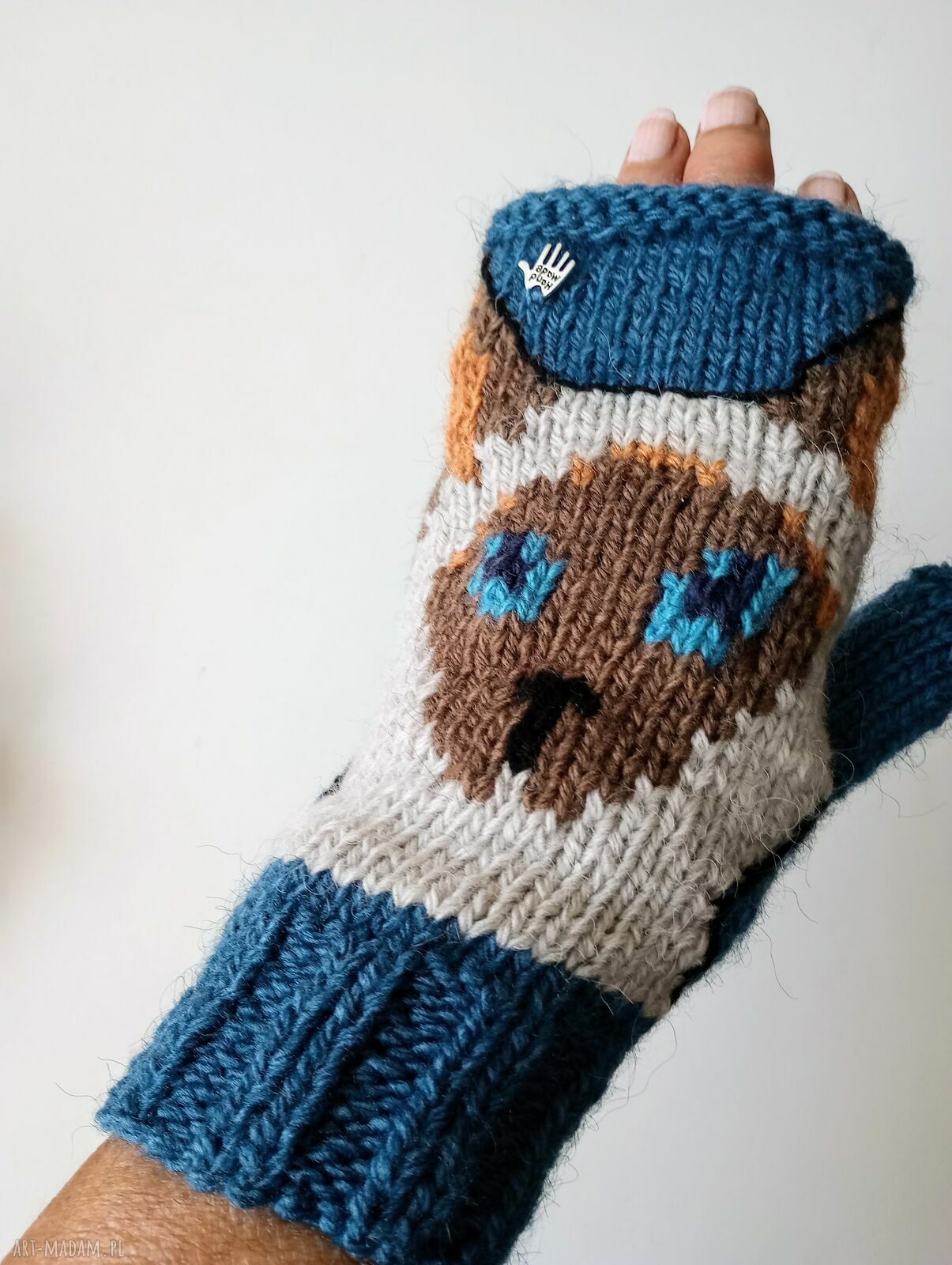 Mitenki Ragdoll bez palców - ręcznie robione na drutach