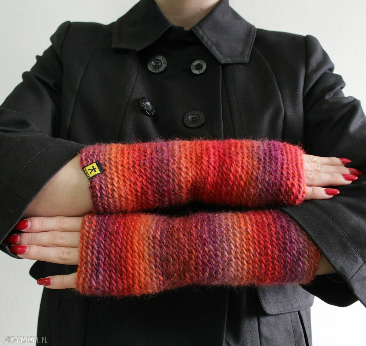 dodatki: mitenki w czerwieniach Handmade