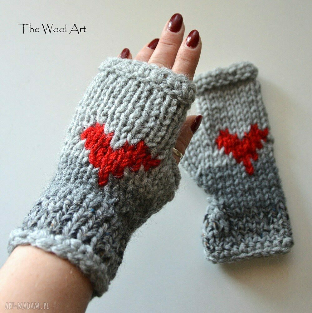 rękawiczki: walentynkowe rękawiczki Ręcznie robione