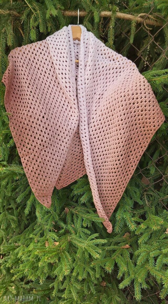 Chusta handmade „Mleczko kakaowe” beżowo-brązowa, 100% bawełna
