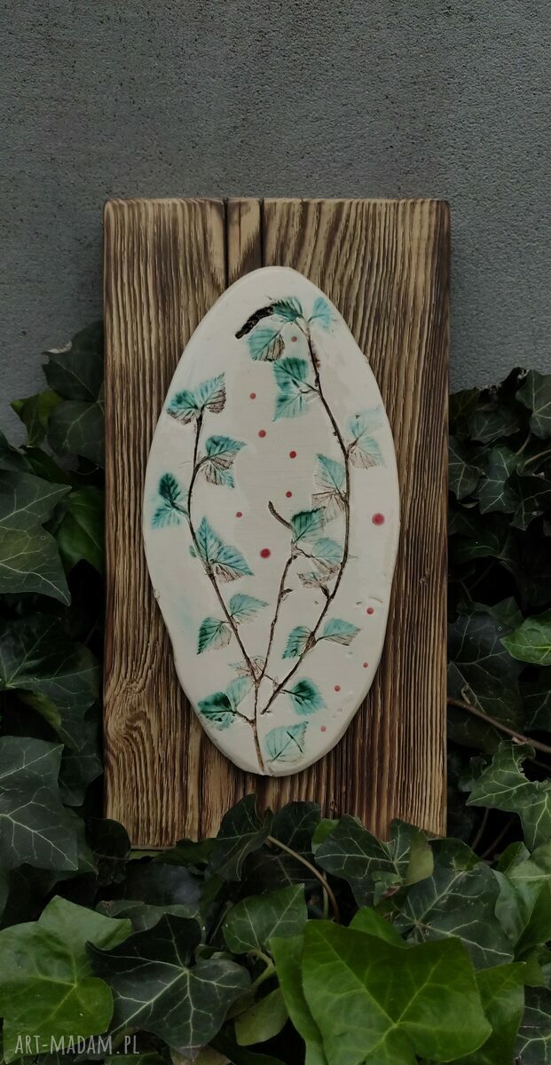 Obrazek „Młoda brzoza” - ceramiczna dekoracja z gałązkami brzozy