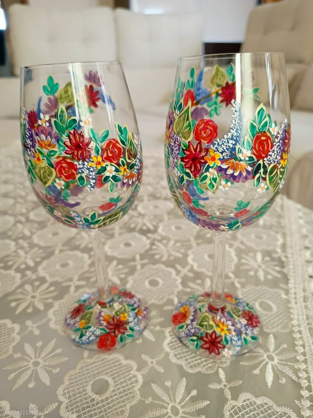 Kieliszki do wina „Młoda Para” 280 ml - 2 sztuki (ręcznie malowane)