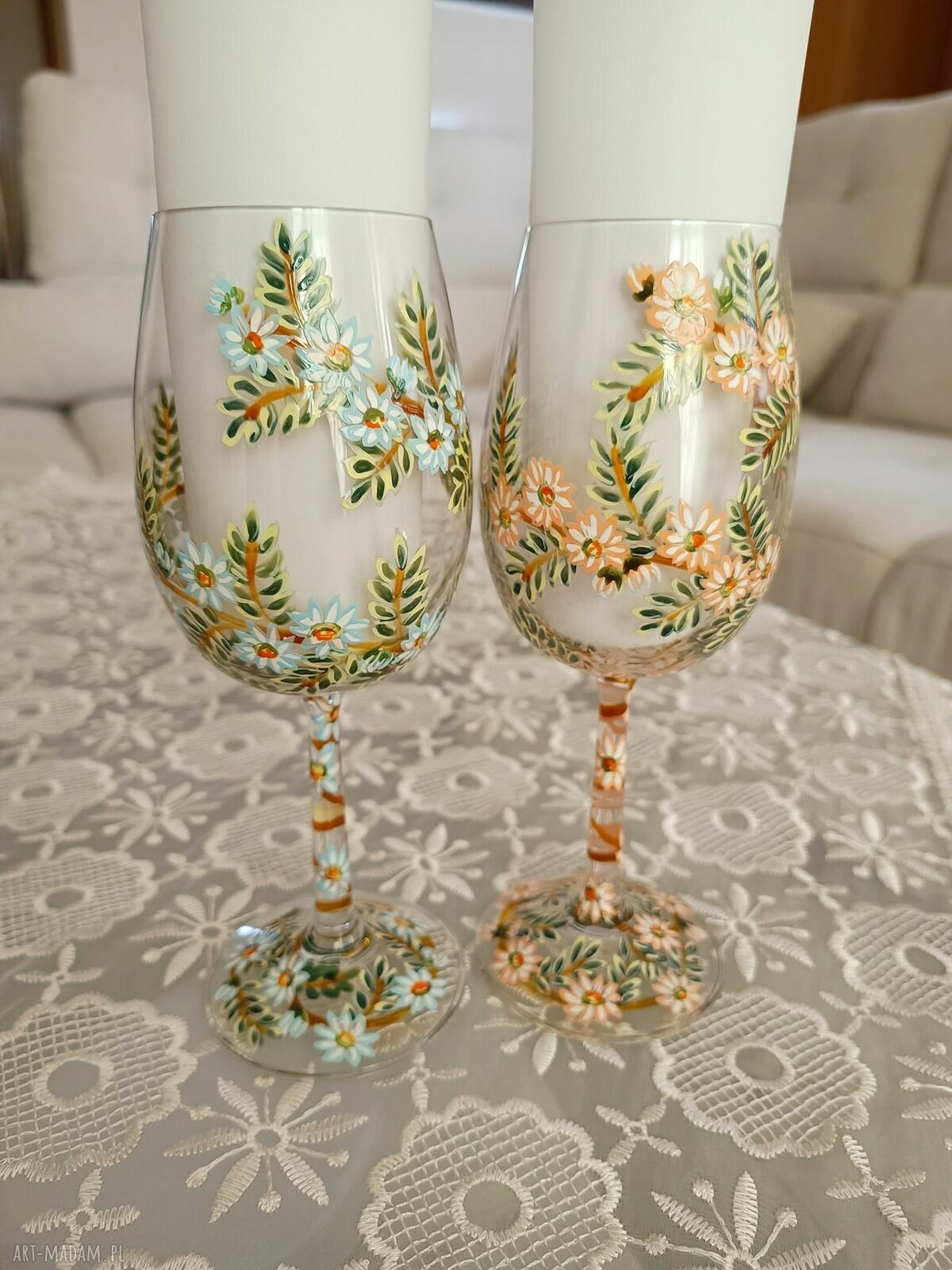 Młoda Para - ręcznie malowane kieliszki do wina 280 ml, komplet 2 szt.