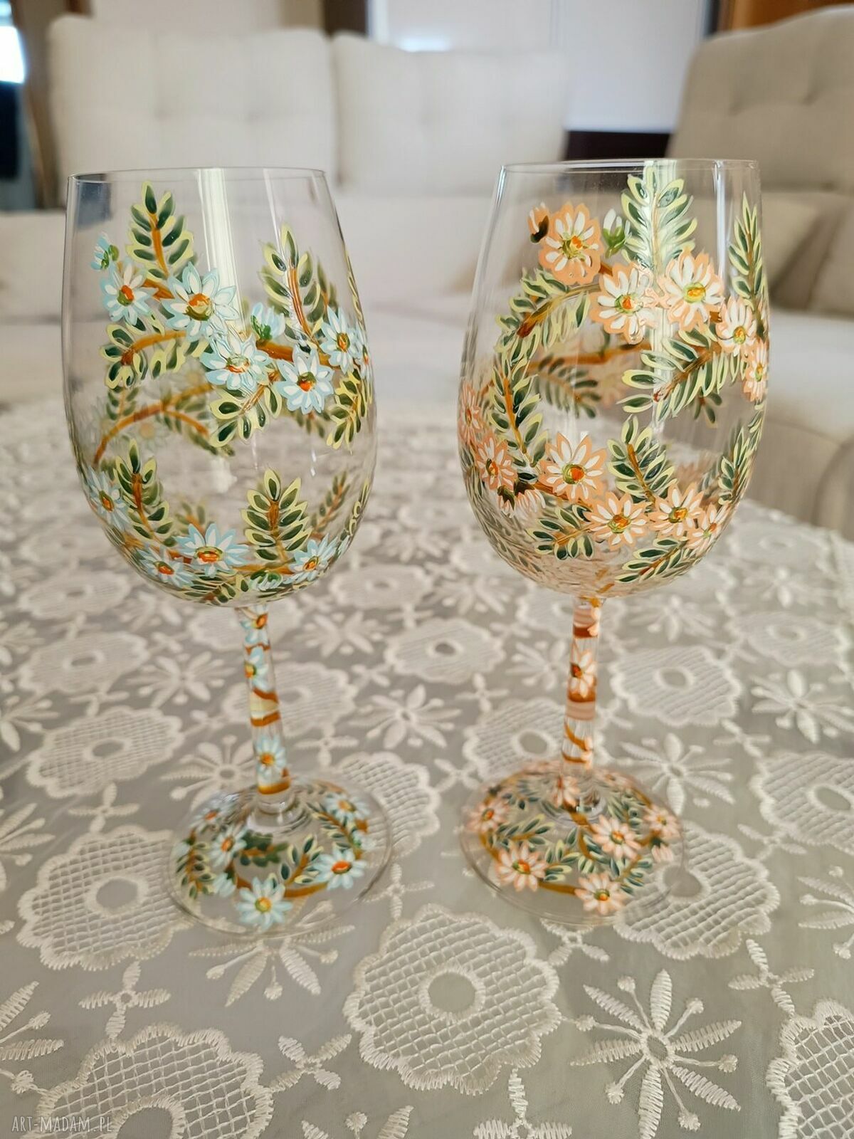Młoda Para - ręcznie malowane kieliszki do wina 280 ml, komplet 2 szt.
