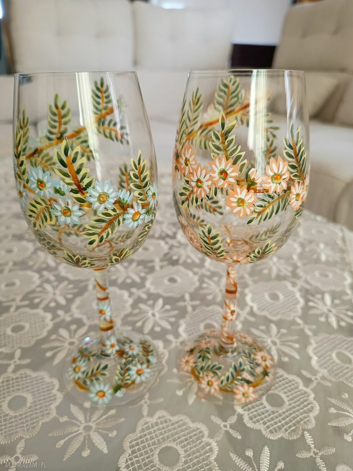 Młoda Para - ręcznie malowane kieliszki do wina 280 ml, komplet 2 szt.