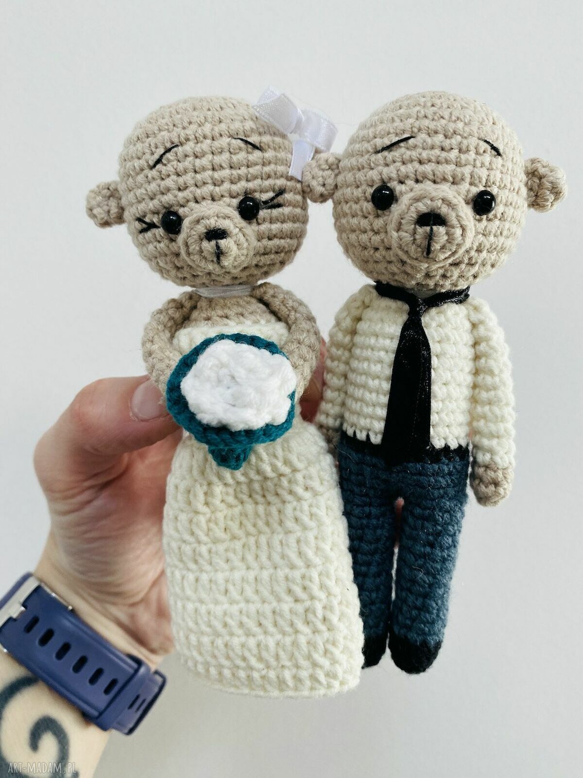 Młoda Para Misie - ręcznie robione maskotki ślubne ok. 14 cm