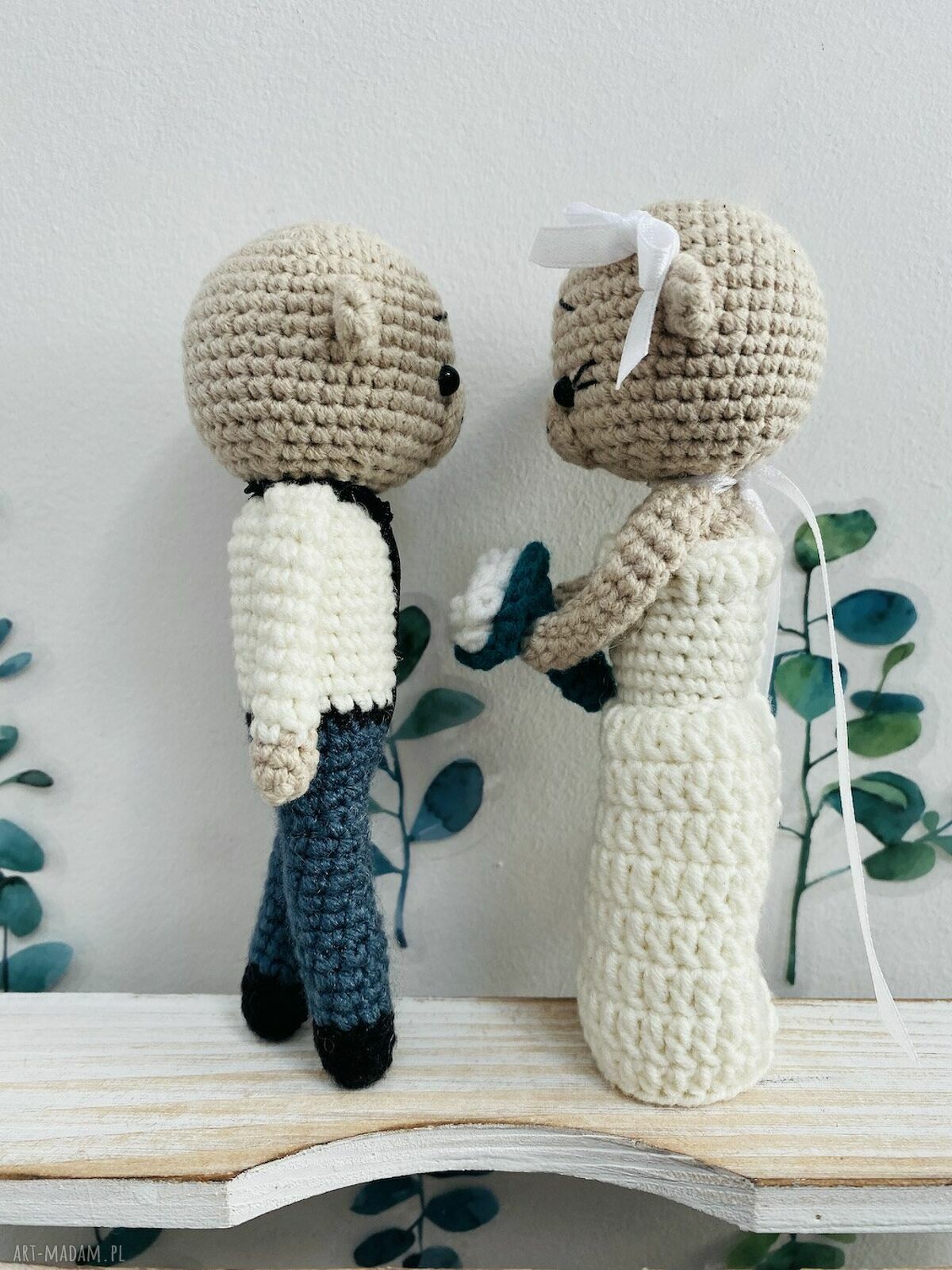 Młoda Para Misie - ręcznie robione maskotki ślubne (ok. 14 cm)