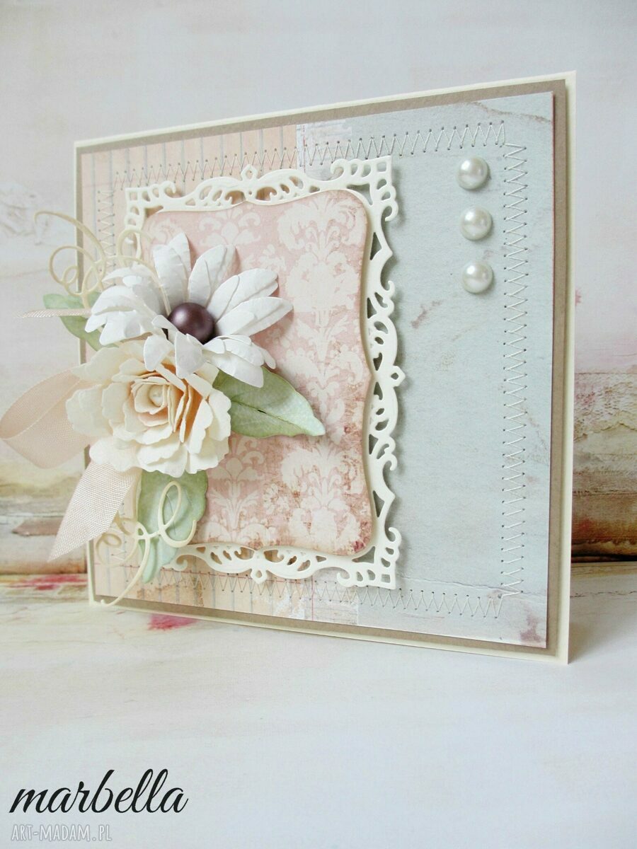 Młodej Parze - ślubna kartka w pudełku (scrapbooking 3D)