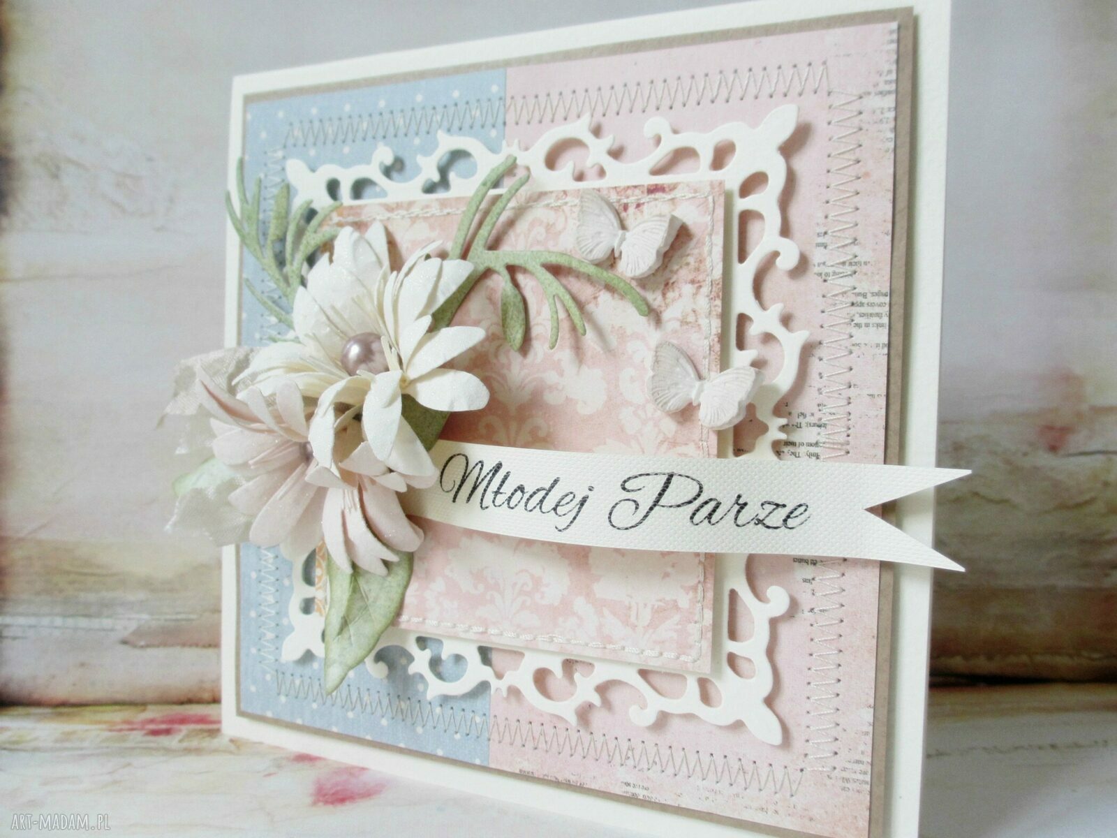 Młodej Parze w pudełku - kartka ślubna scrapbooking 3D