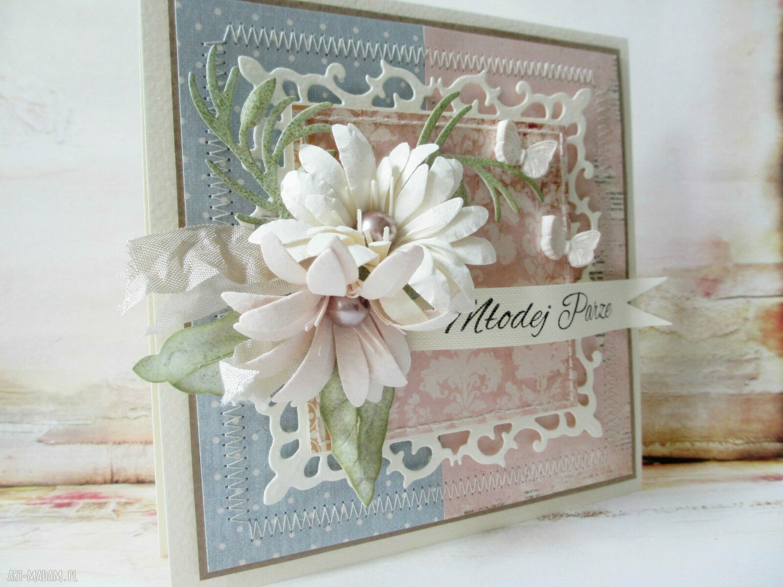 Młodej Parze w pudełku - kartka ślubna scrapbooking 3D