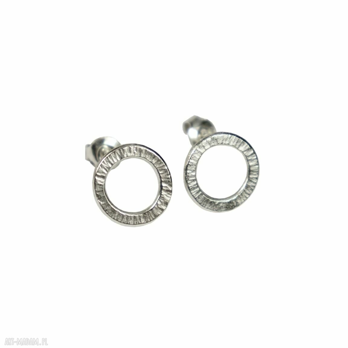 Młotkowane kolczyki na sztyftach Simple 10 mm - minimalizm (srebro 925)