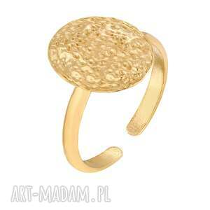 złoty owalny pierścionek - pozłacany, pierscionek, elegancki