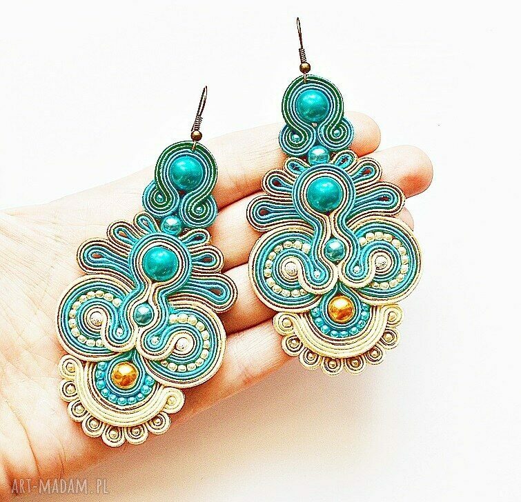 Kolczyki MOC TURKUSU sutasz soutache Decomama
