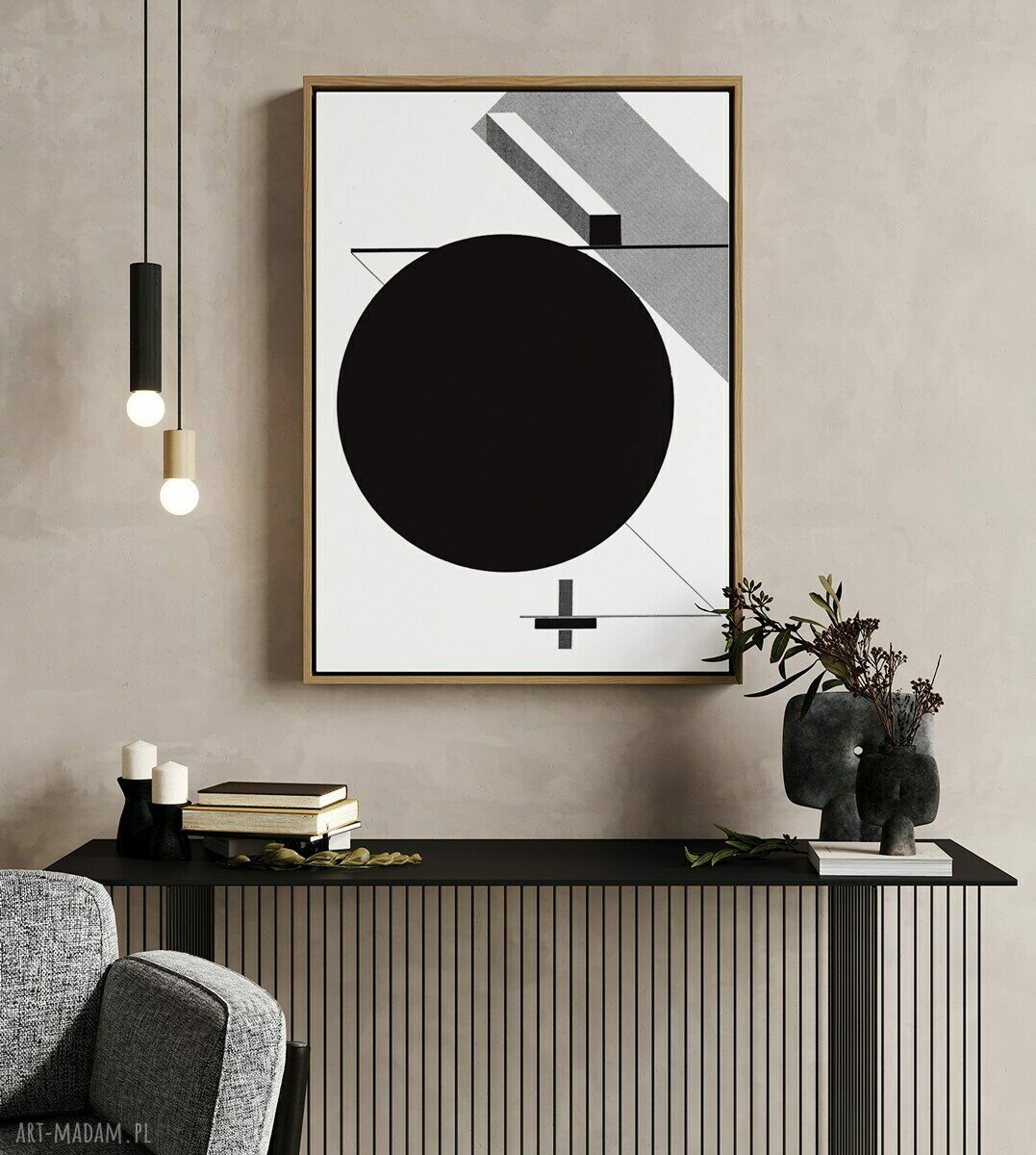 Modern czarno-biały plakat geometria 50x70 cm (B2)