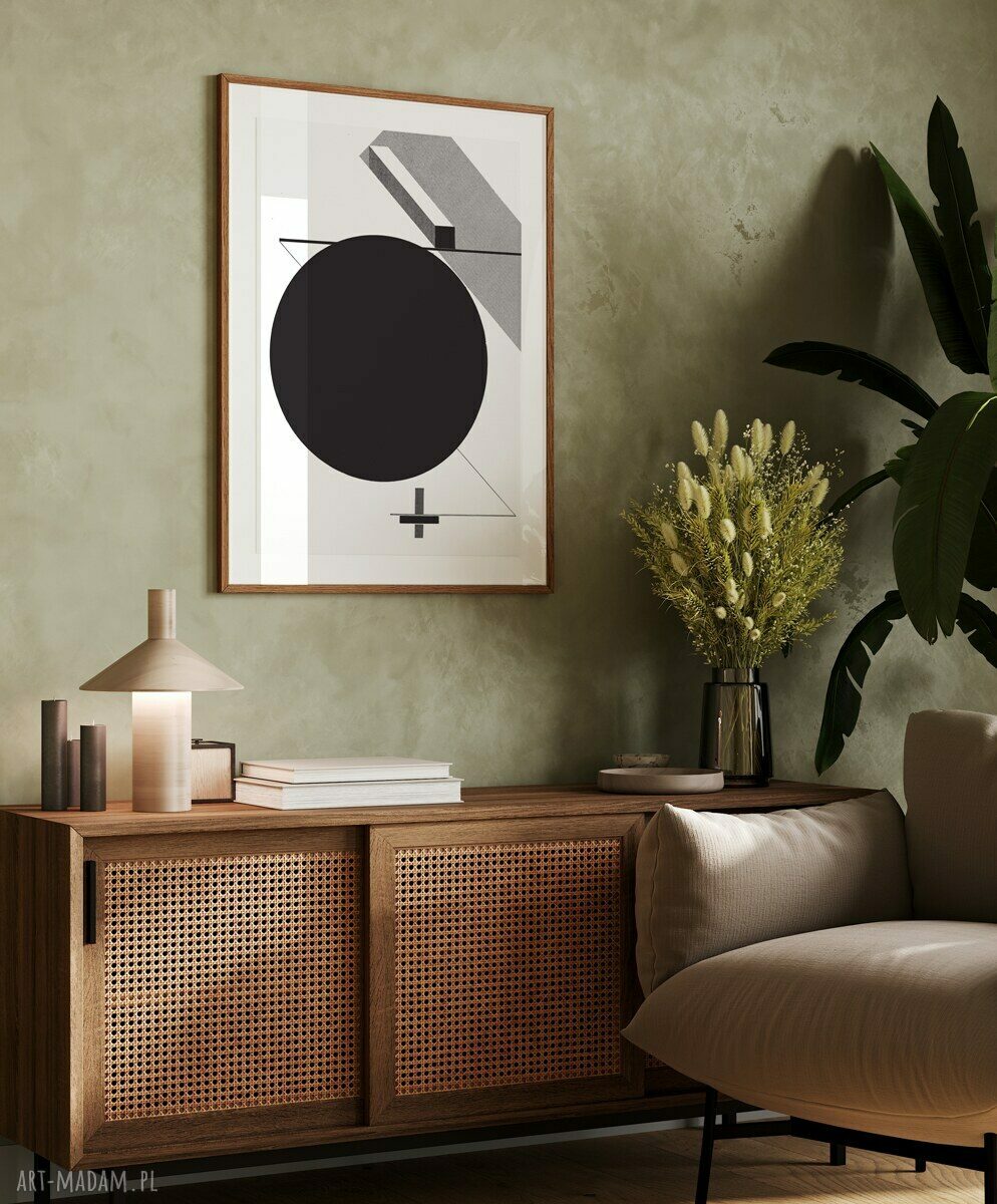 Nowoczesny czarno-biały plakat geometryczny 40x50 cm do domu