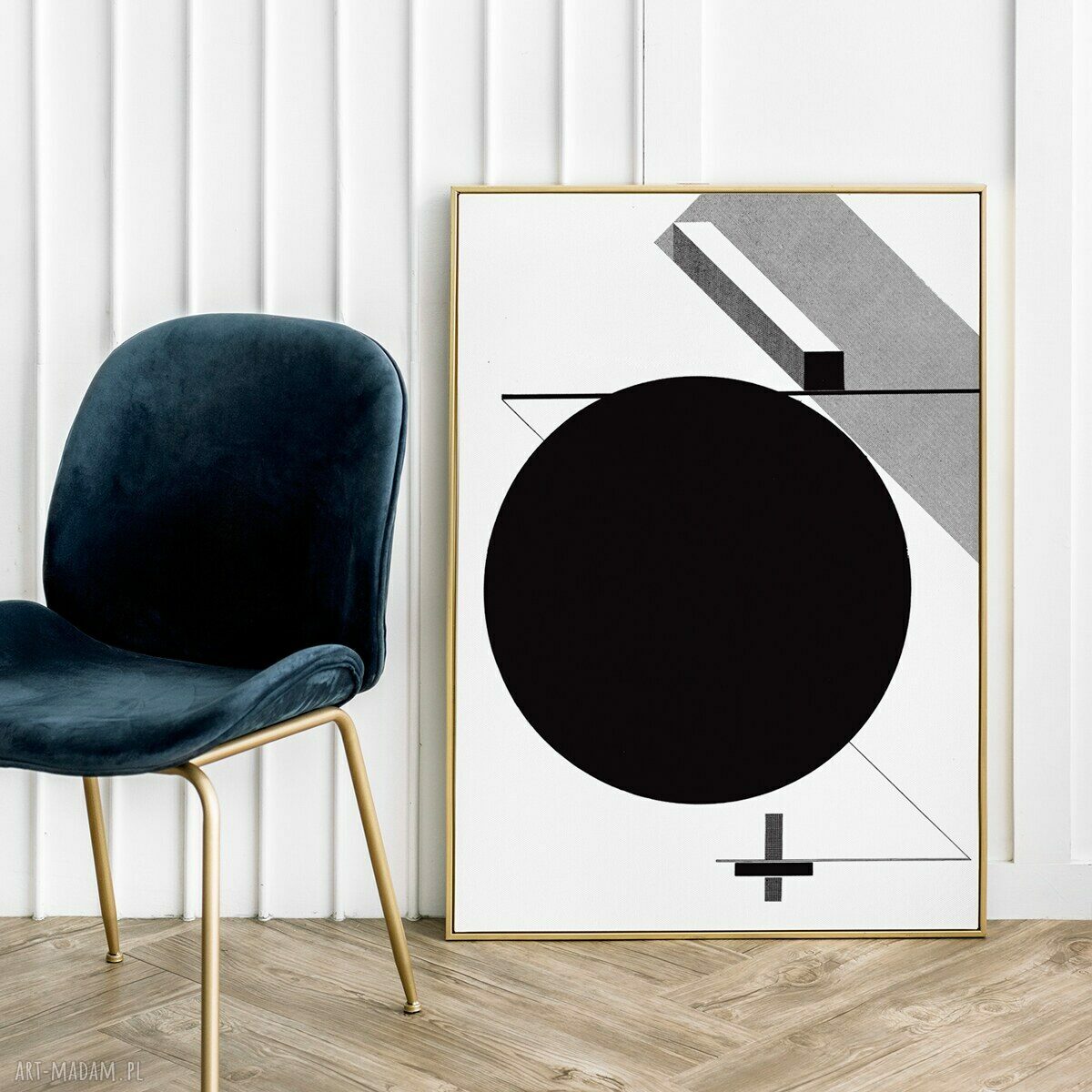 Nowoczesny plakat geometryczny 30x40 cm do salonu (czarno-biały)