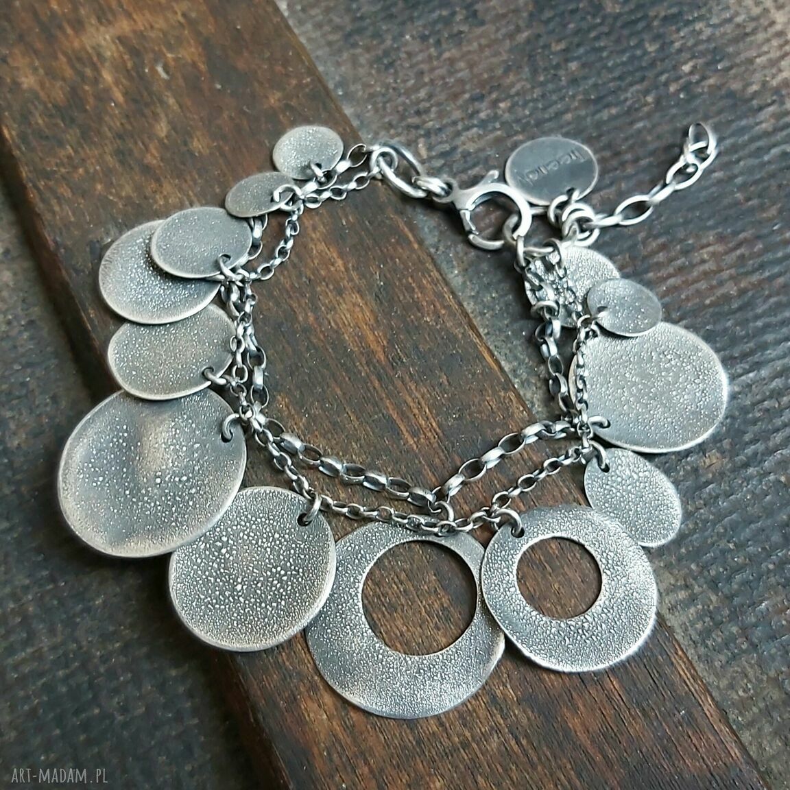 Bransoletka srebrna blaszki Handmade