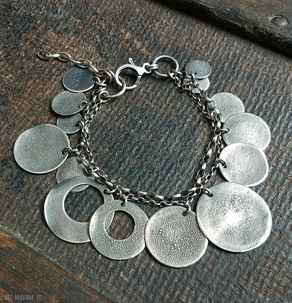 Bransoletka srebrna blaszki Handmade