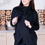 ręcznie zrobione modna damska czarna asymetryczna bluza z kominem sznurkami