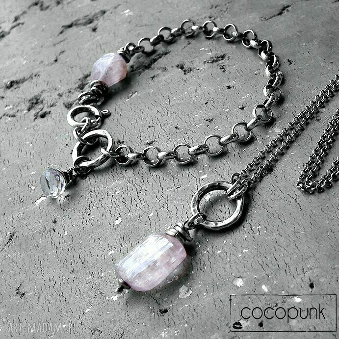 bransoletki: KUNZYT I SREBRO NOWOCZESNA BRANSOLETA. hand made