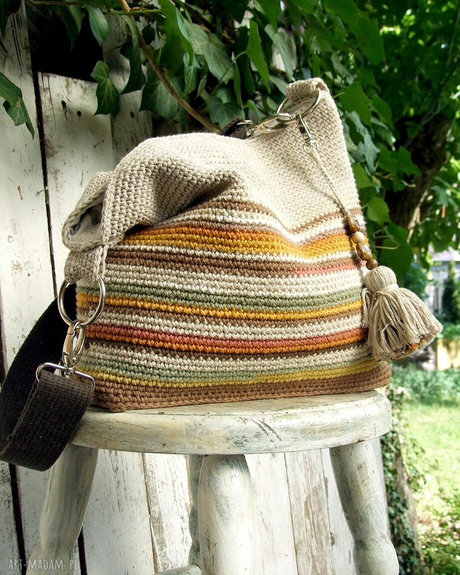 Torebka na ramię Pastelowe Lato - szydełkowa bawełniana handmade