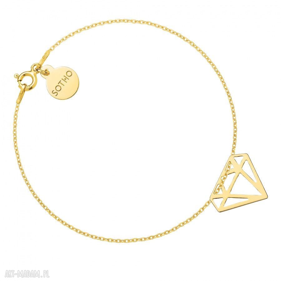 ZŁota bransoletka diamentem minimalistyczna delikatna modna