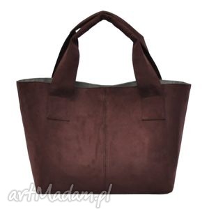 14-0007 brązowo-bordowa damska torebka do ręki shopper bag