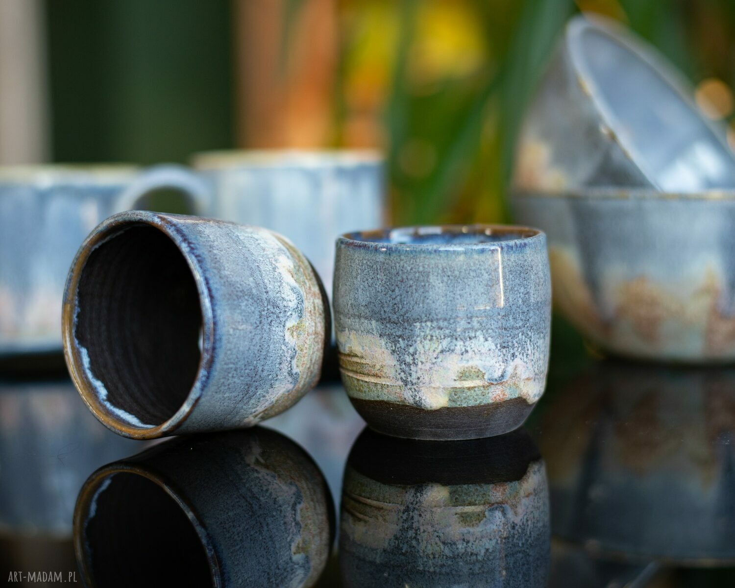 Zestaw 2 czarek ceramicznych do espresso i wina 200 ml - szaroróżowe