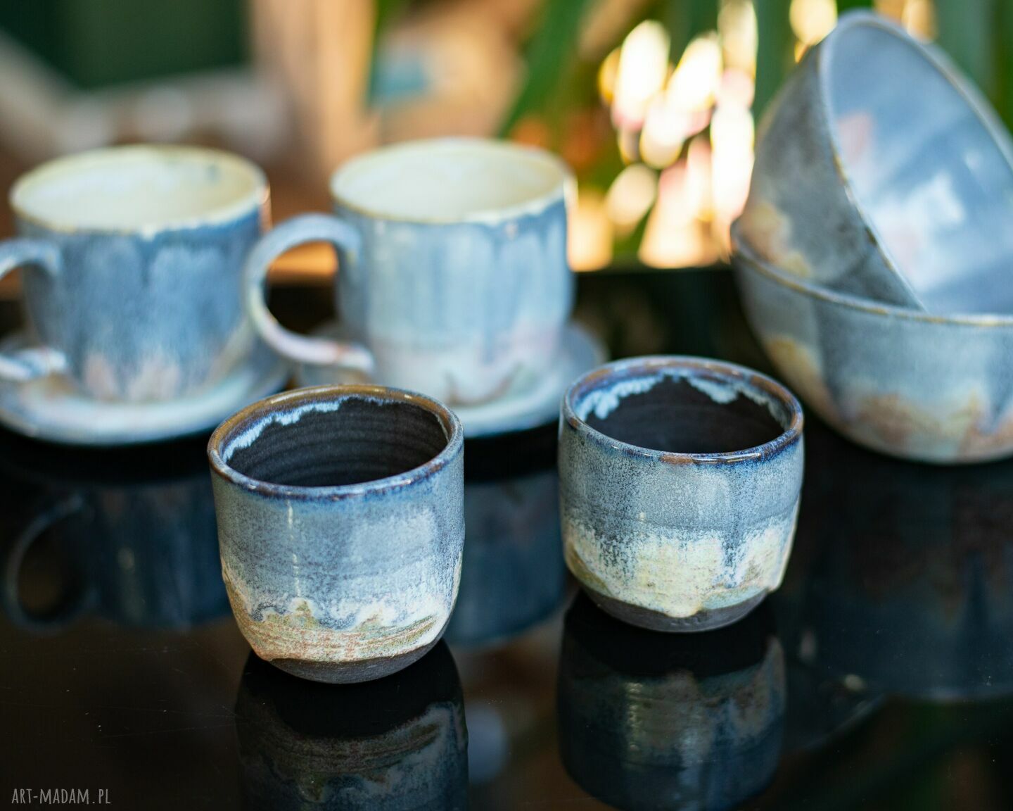 Zestaw 2 czarek ceramicznych do espresso i wina 200 ml - szaroróżowe