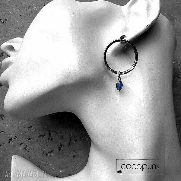 kolczyki: KOLCZYKI KOŁA OUTSIDE SREBRO I KYANITY. ręcznie robione