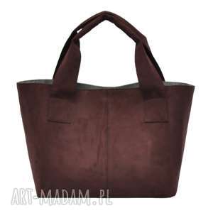 14-0007 brązowo-bordowa damska torebka do ręki shopper bag