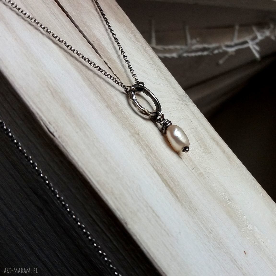 naszyjniki: Naszyjnik z perłą srebro 925. autorskie