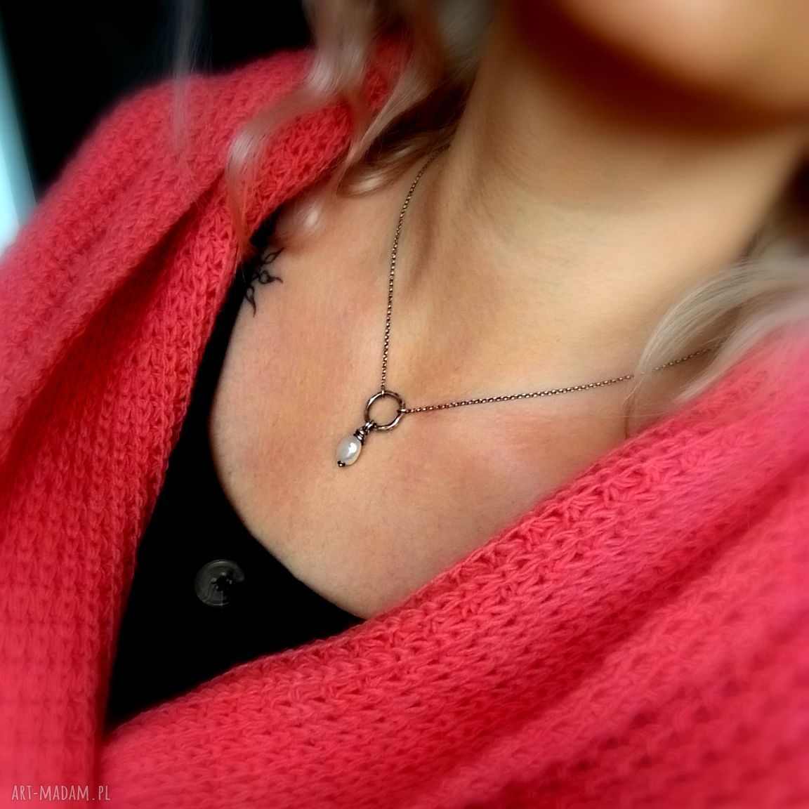 naszyjniki: Naszyjnik z perłą srebro 925. autorskie