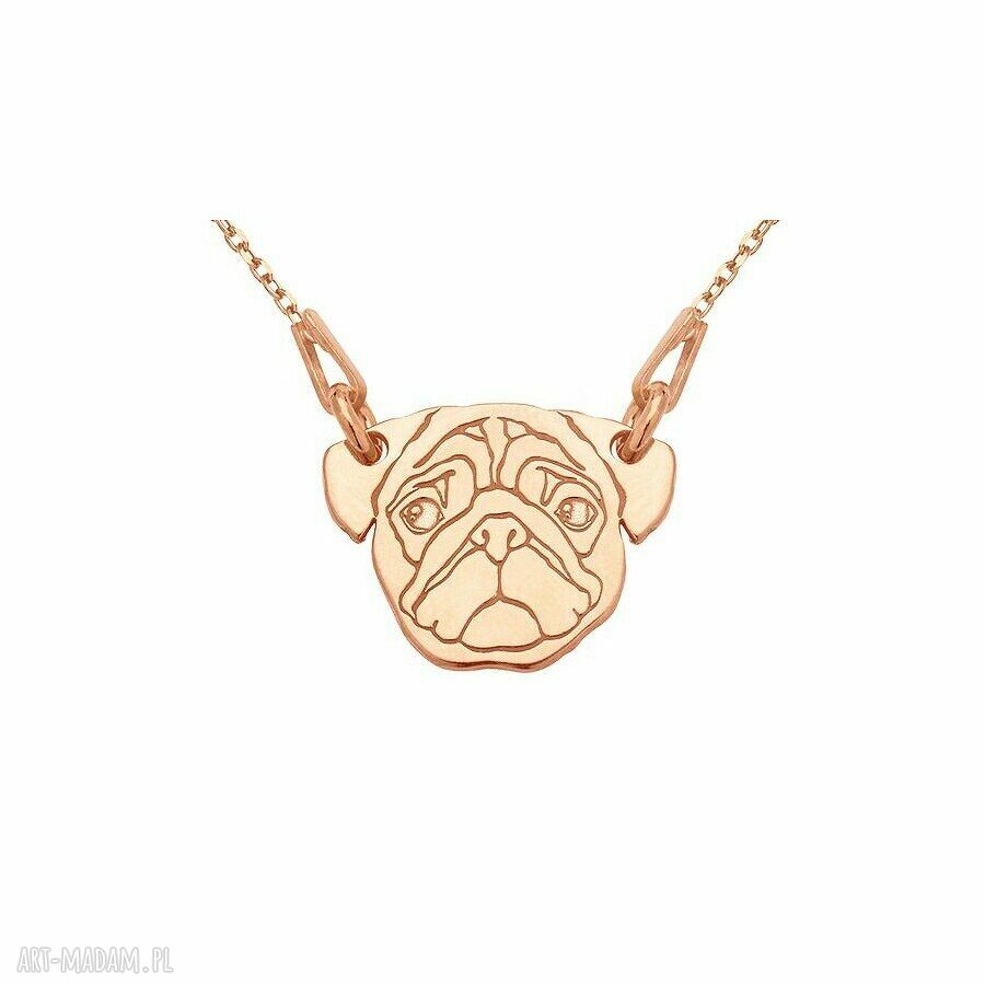 naszyjniki: NASZYJNIK Z RÓŻOWEGO ZŁOTA Z MOPSEM Handmade