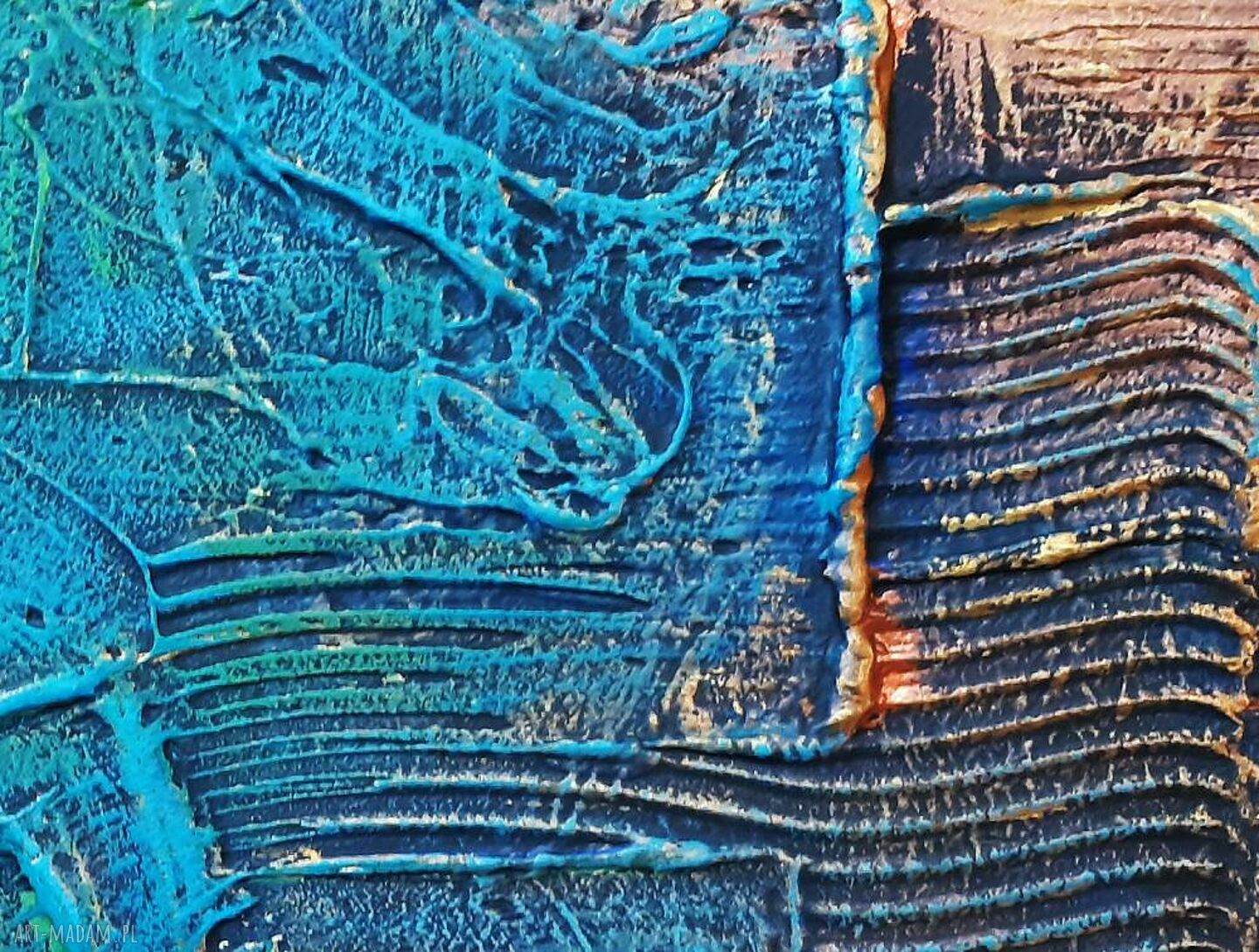 Okrągły obraz Abstract Coast z fakturą - nowoczesna abstrakcja do wnętrza