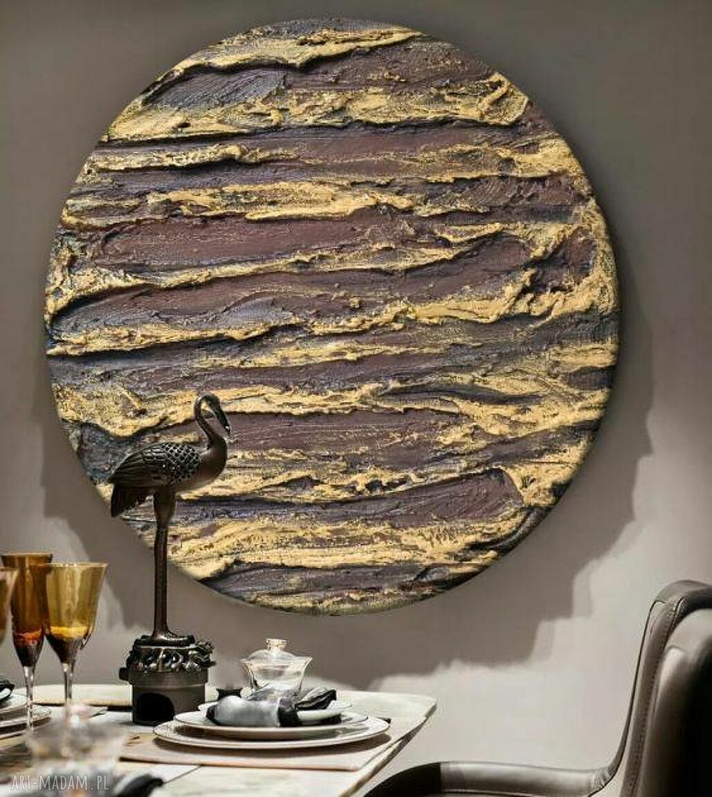 Okrągły obraz SAHARA WAVES z fakturą 70 cm