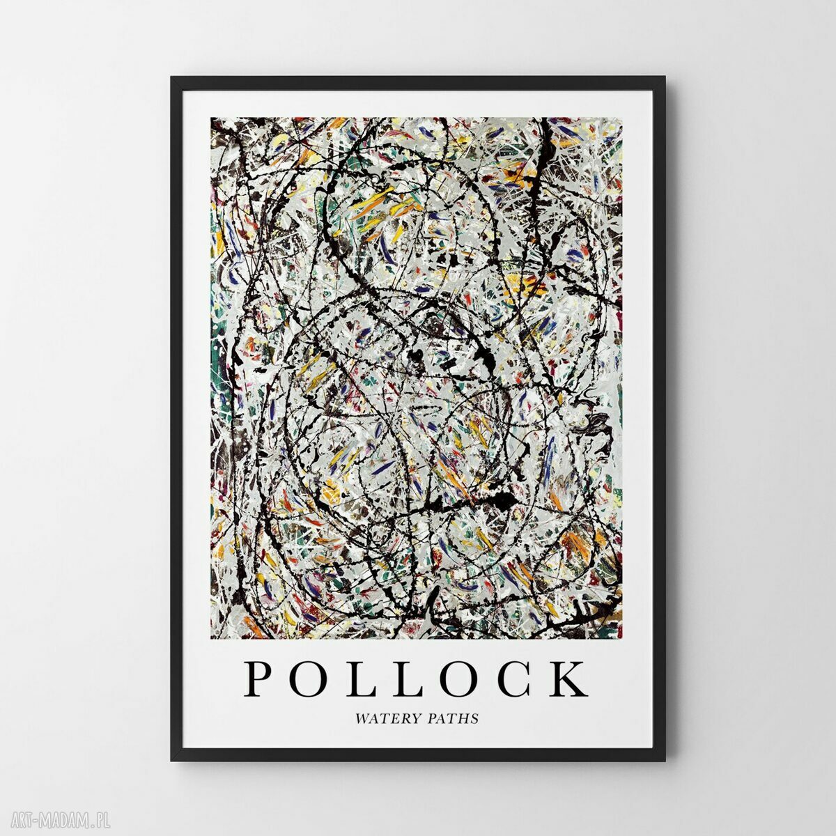 Plakat Pollock Watery Paths 40x50 cm - nowoczesna abstrakcja w bieli, szarości i czerni