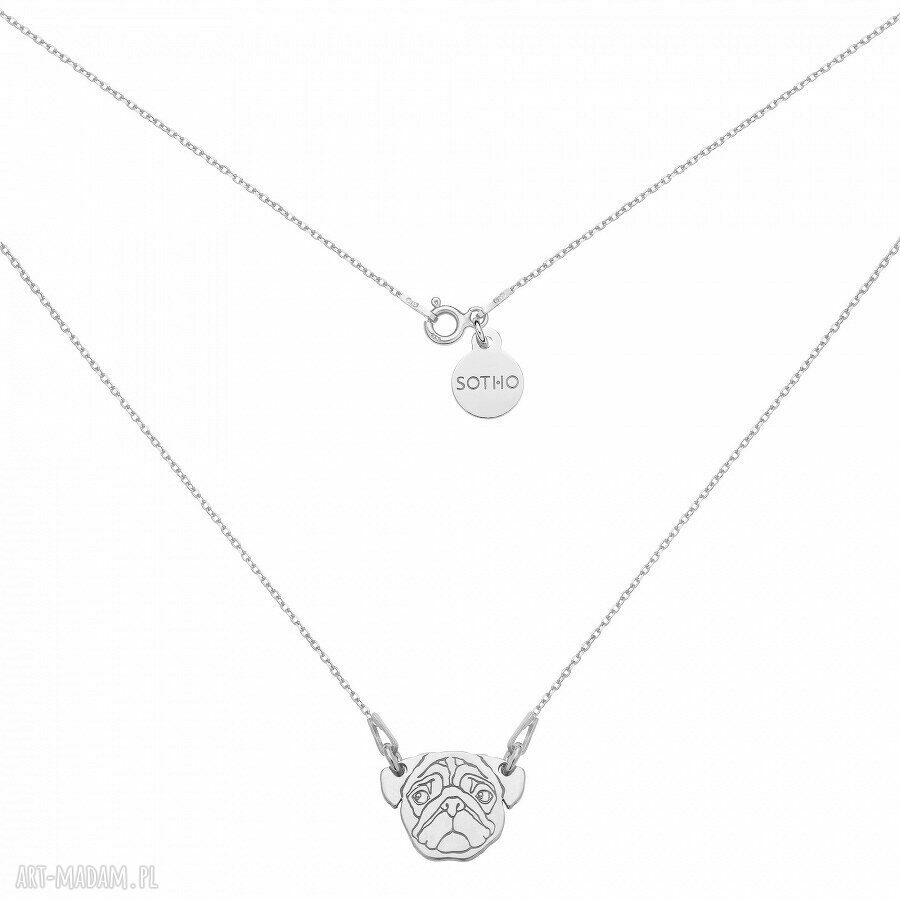 Srebrny naszyjnik mopsem modny kobiecy minimalistyczny srebro