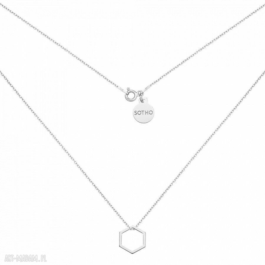 Srebrny naszyjnik szeŚciokĄtem modny zawieszka minimalistyczny