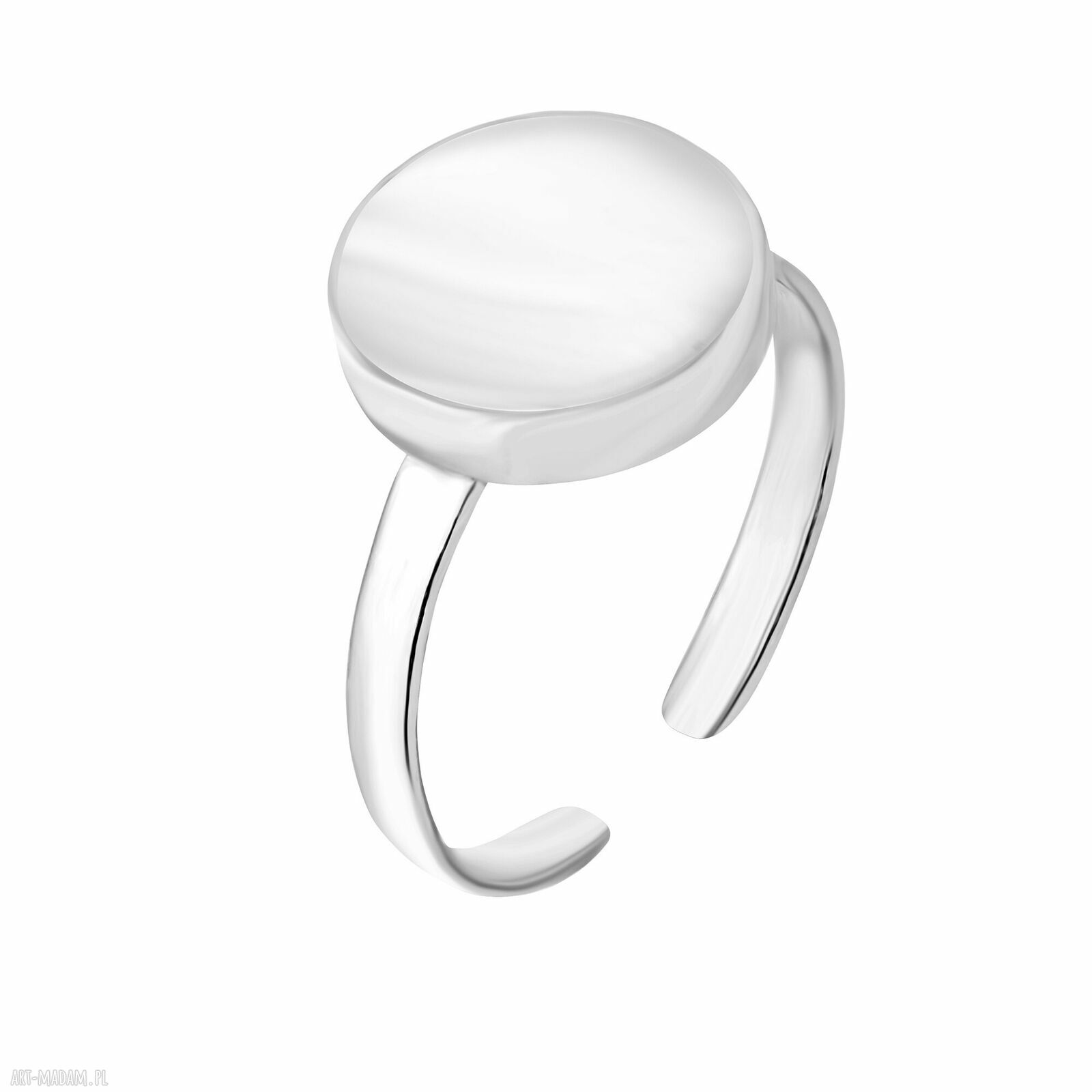 Srebrny pierścionek perłowym kołem masa perłowa uniwersalny modny