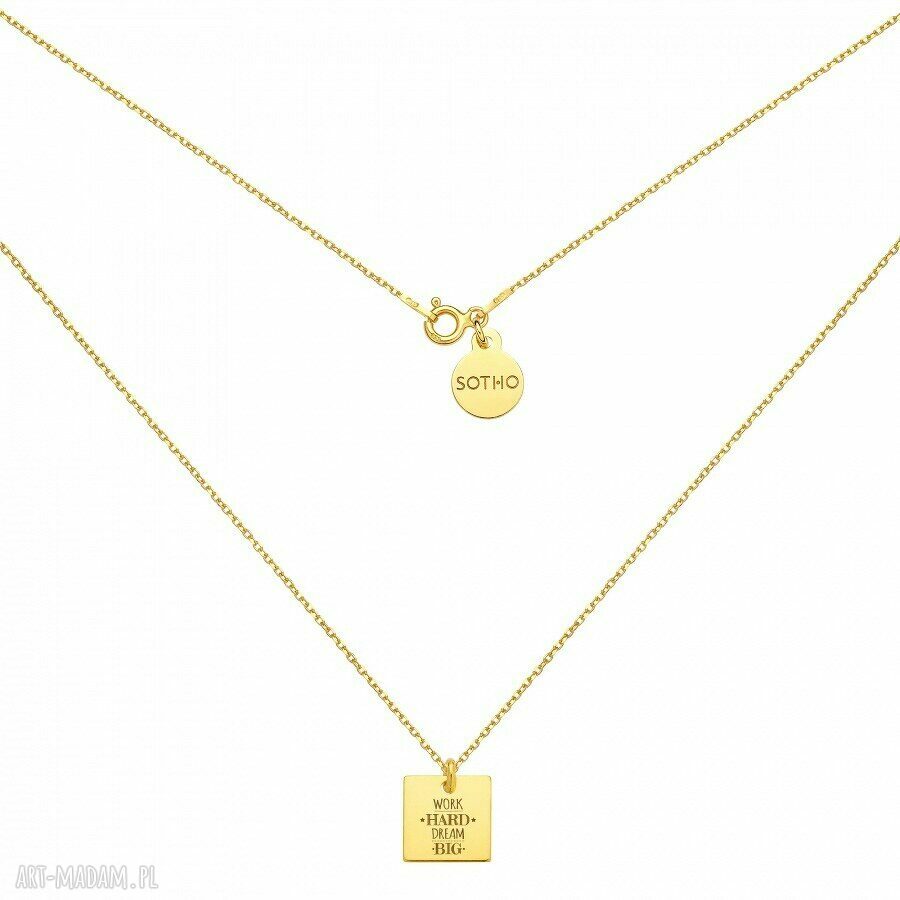 ZŁoty naszyjnik work hard dream big modny srebro motywacja