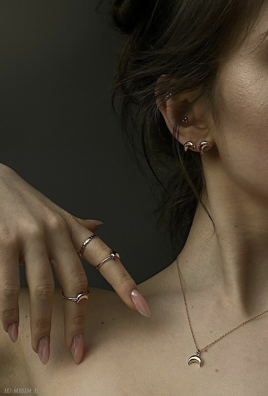 pierścionki: Złoty pierścionek z księżycem Autorskie