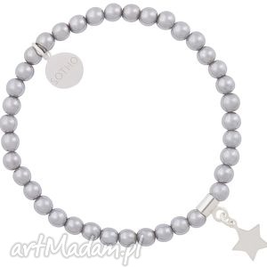 srebrna modowa dziecięca bransoletka hematyt ze srebrną, dziewczęca