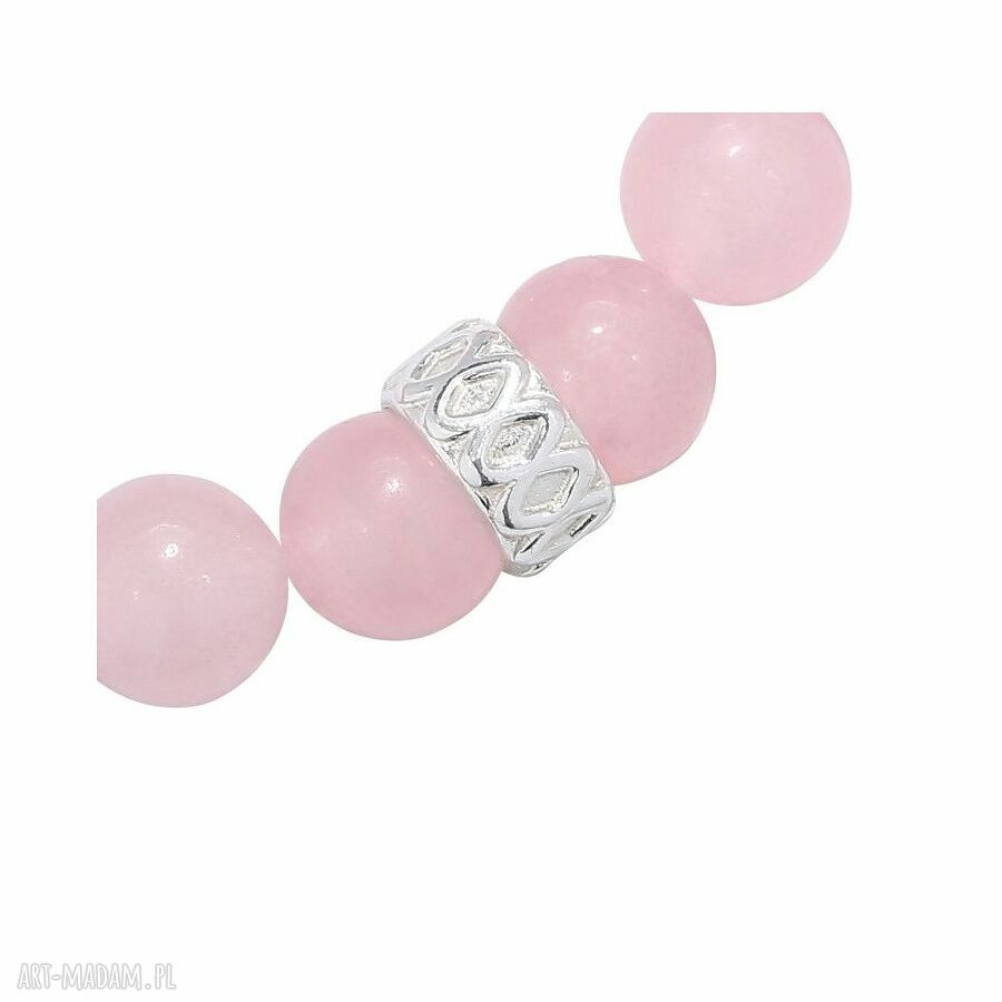 bransoletki: Jasnoróżowa bransoletka z jadeitu ze srebrną przekładką handmade