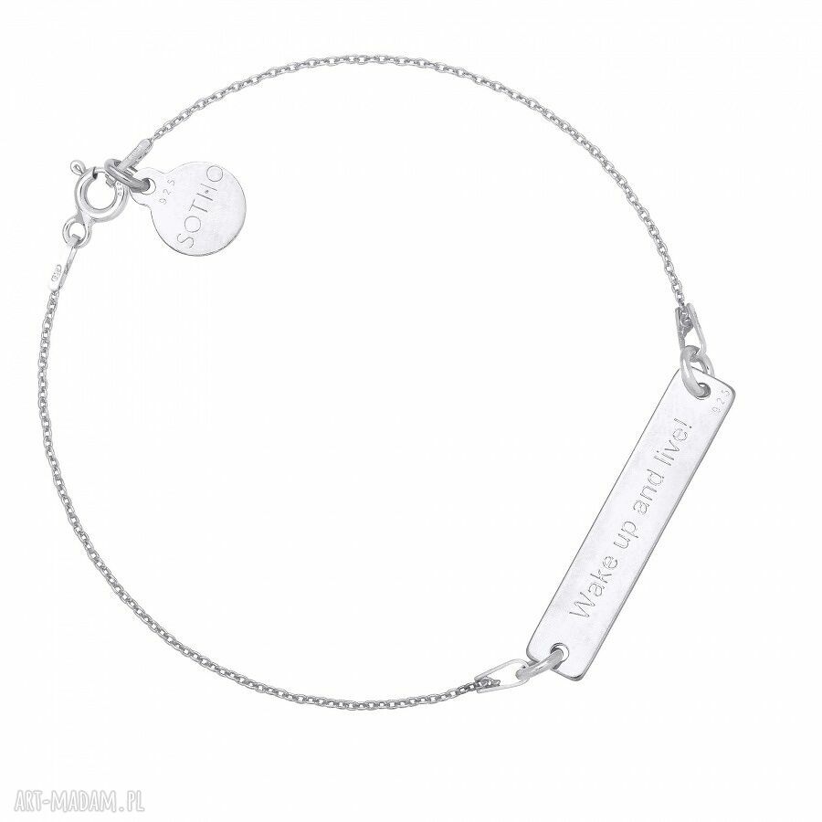 Srebrna bransoletka wake and live modowa srebro grawer motto