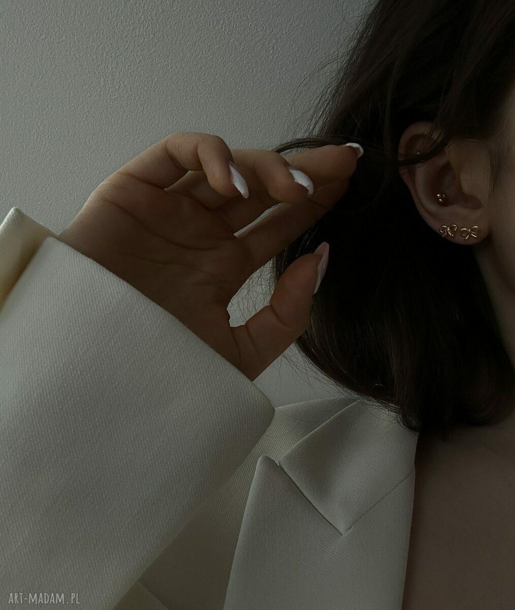 kolczyki: Srebrne kolczyki kokardki Handmade