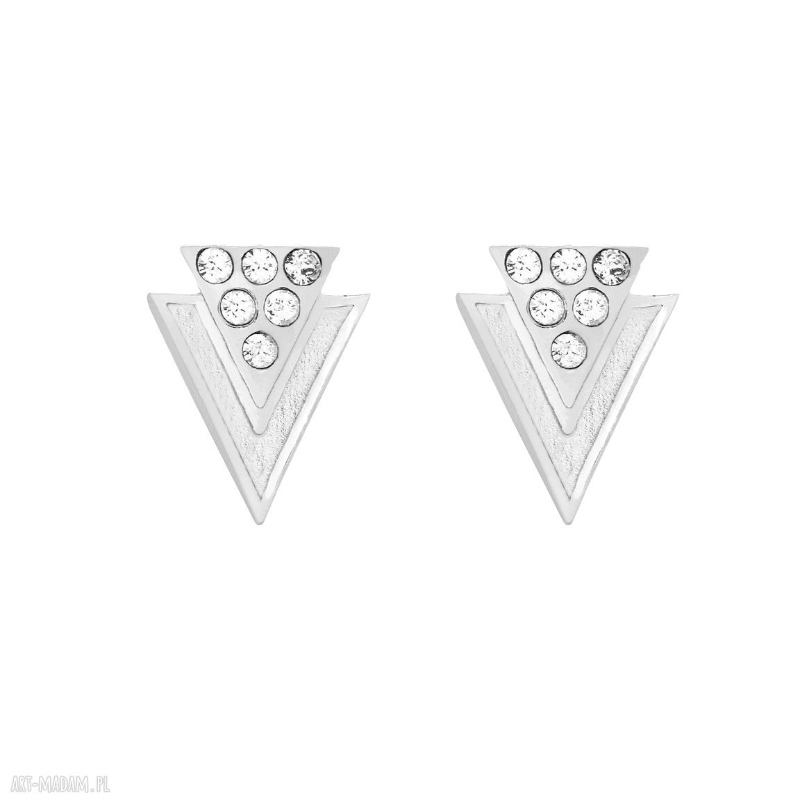 Srebrne kolczyki trójkąty kryształkami swarovski® crystal sztyfty